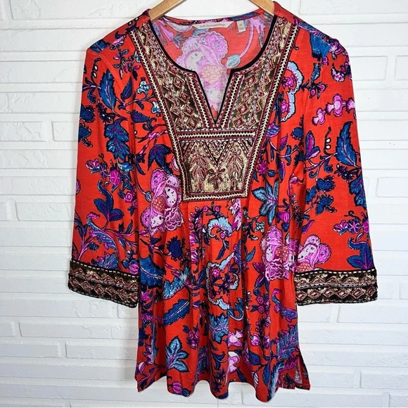 Soft Surroundings Samara Sequins embroidered floral tunic, Women’s Size Small P - Picture 1 of 8